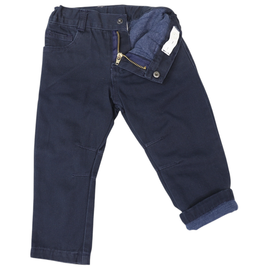 Stretch Twill Chinos with Adjustable Waist Navy