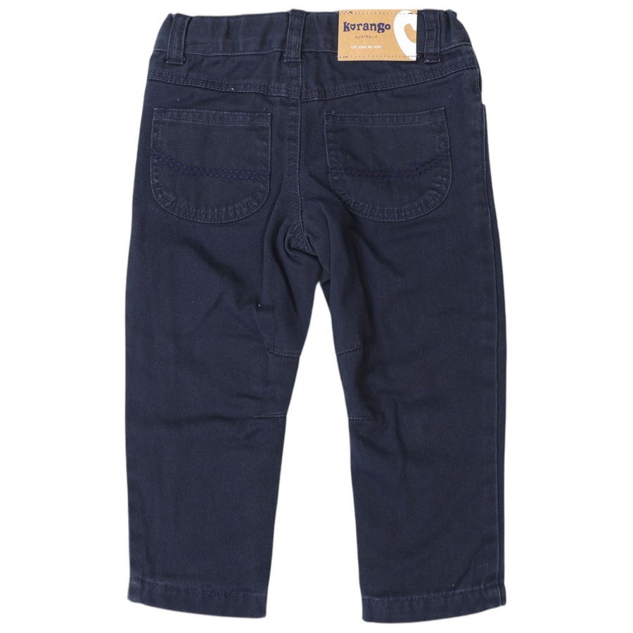 Stretch Twill Chinos with Adjustable Waist Navy