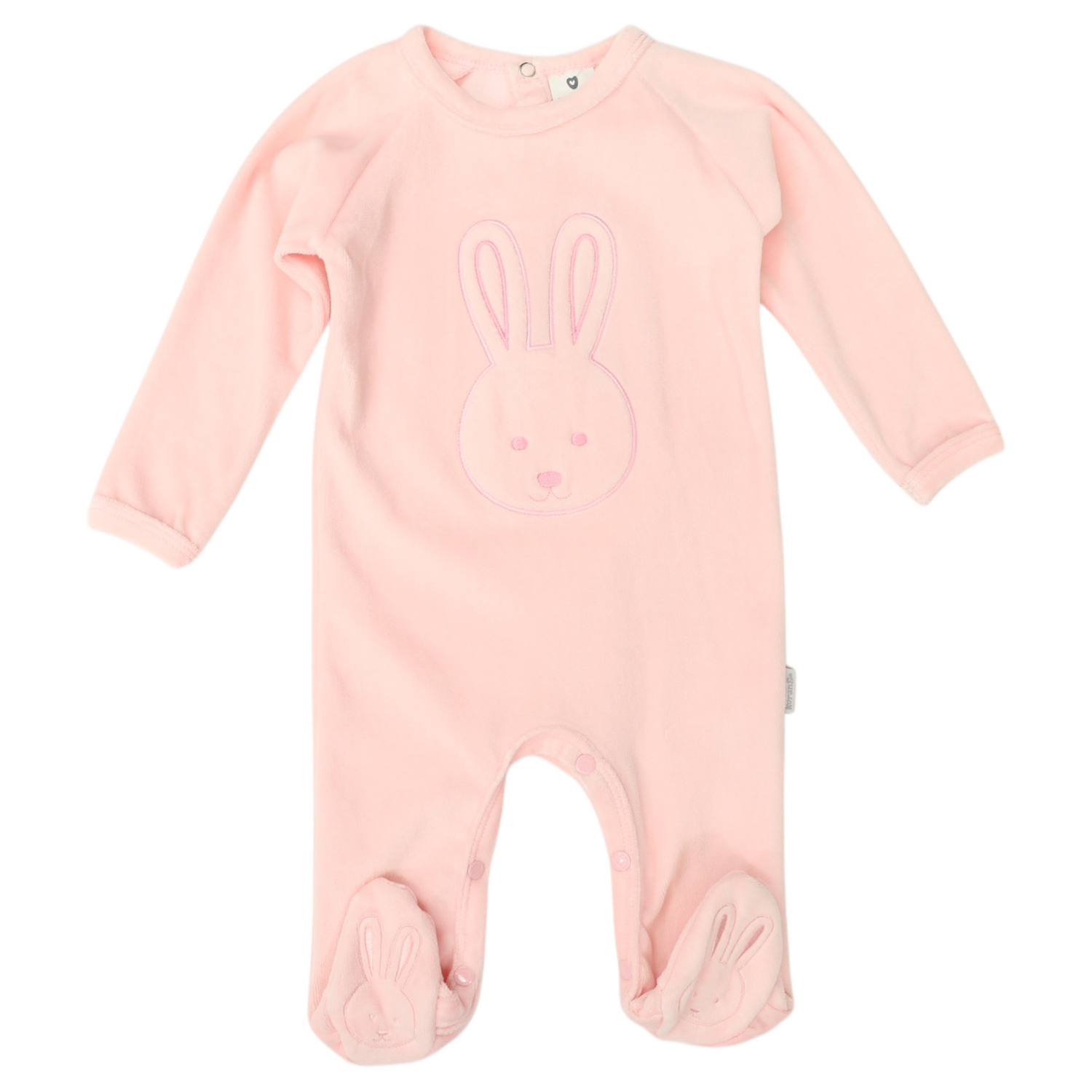 Velour Romper with Bunny Applique Pink