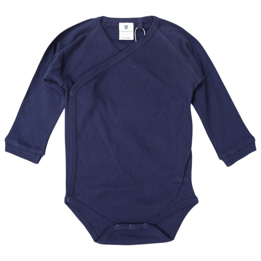 Organic Pointelle Bodysuit Navy