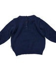 Knit Sweater with Kangaroo Applique Navy