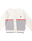 Striped Cardigan with Anchor embroidery