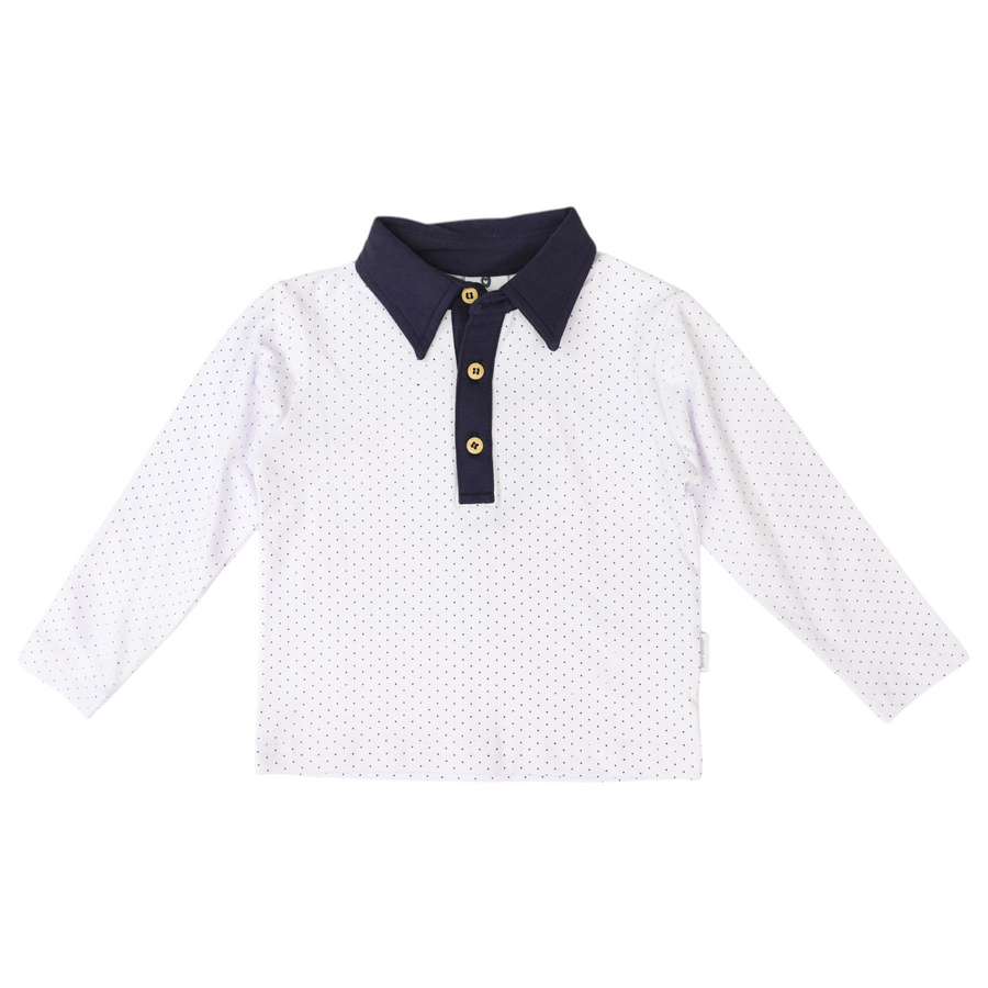 Long Sleeve Top with Collar White