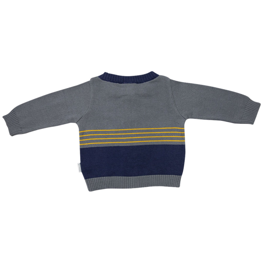Stripe Knit Cardigan Navy/Charcoal