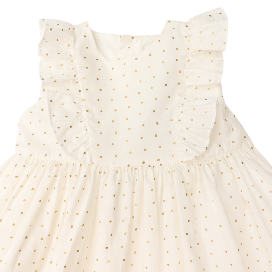 Springtime Frill Woven Dress White