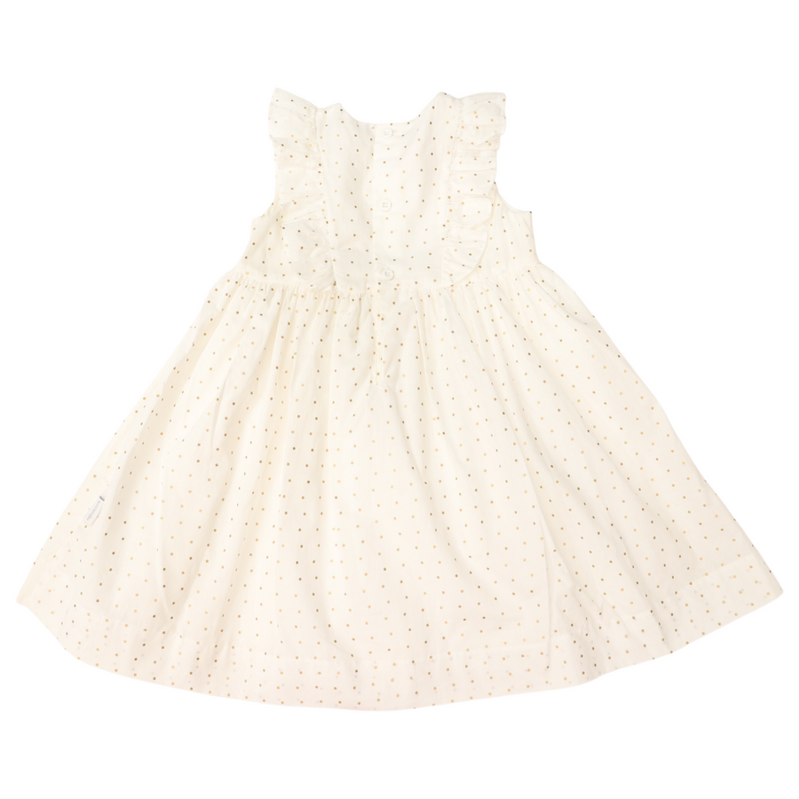 Springtime Frill Woven Dress White