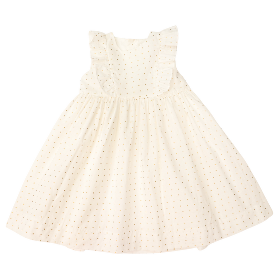 Springtime Frill Woven Dress White