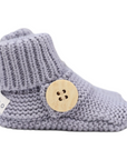 Cotton Knit Button Bootie with Gift Box Dusty Blue