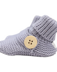 Cotton Knit Button Bootie with Gift Box Dusty Blue