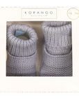 Cotton Knit Button Bootie with Gift Box Dusty Blue