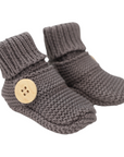 Cotton Knit Button Bootie with Gift Box Charcoal