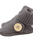 Cotton Knit Button Bootie with Gift Box Charcoal