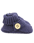 Cotton Knit Button Bootie with Gift Box Navy