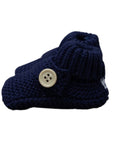 Cotton Knit Button Bootie with Gift Box Navy