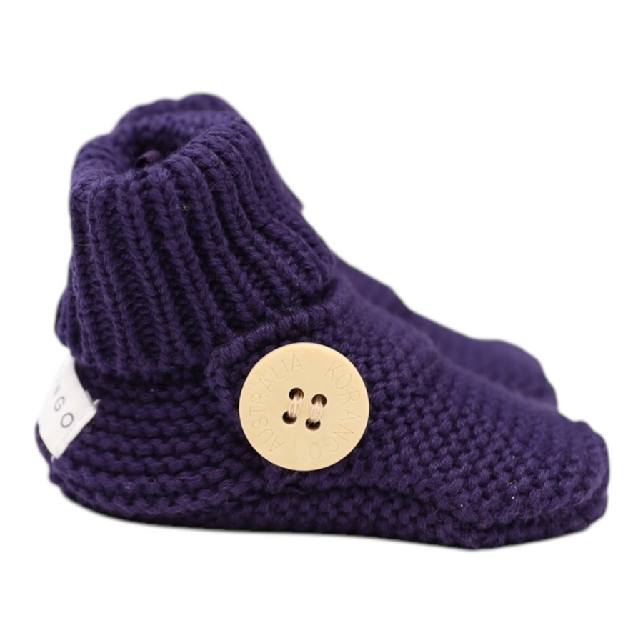 Cotton Knit Button Bootie with Gift Box Navy