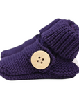 Cotton Knit Button Bootie with Gift Box Navy