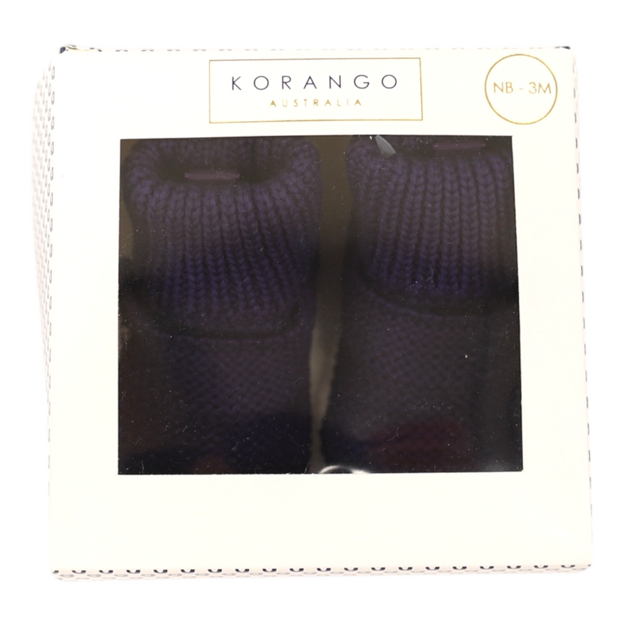 Cotton Knit Button Bootie with Gift Box Navy