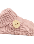 Cotton Knit Button Bootie with Gift Box Dusty Pink