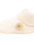 Cotton Knit Button Bootie with Gift Box White