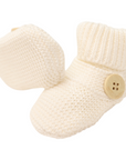 Cotton Knit Button Bootie with Gift Box White