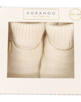 Cotton Knit Button Bootie with Gift Box White