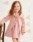 Frilled Collared Overcoat Faux Wool Dusty Pink