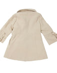 Frilled Collared Overcoat Faux Wool Beige