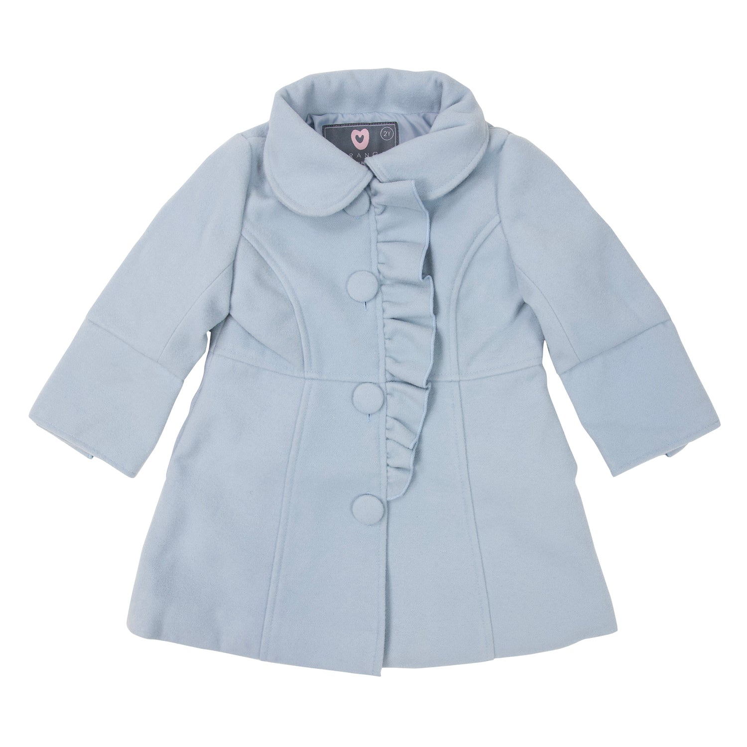 Frilled Collared Overcoat Faux Wool Alice Blue