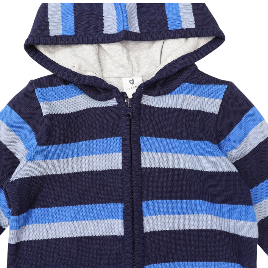 Lined Knit Jacket Blue Stripe