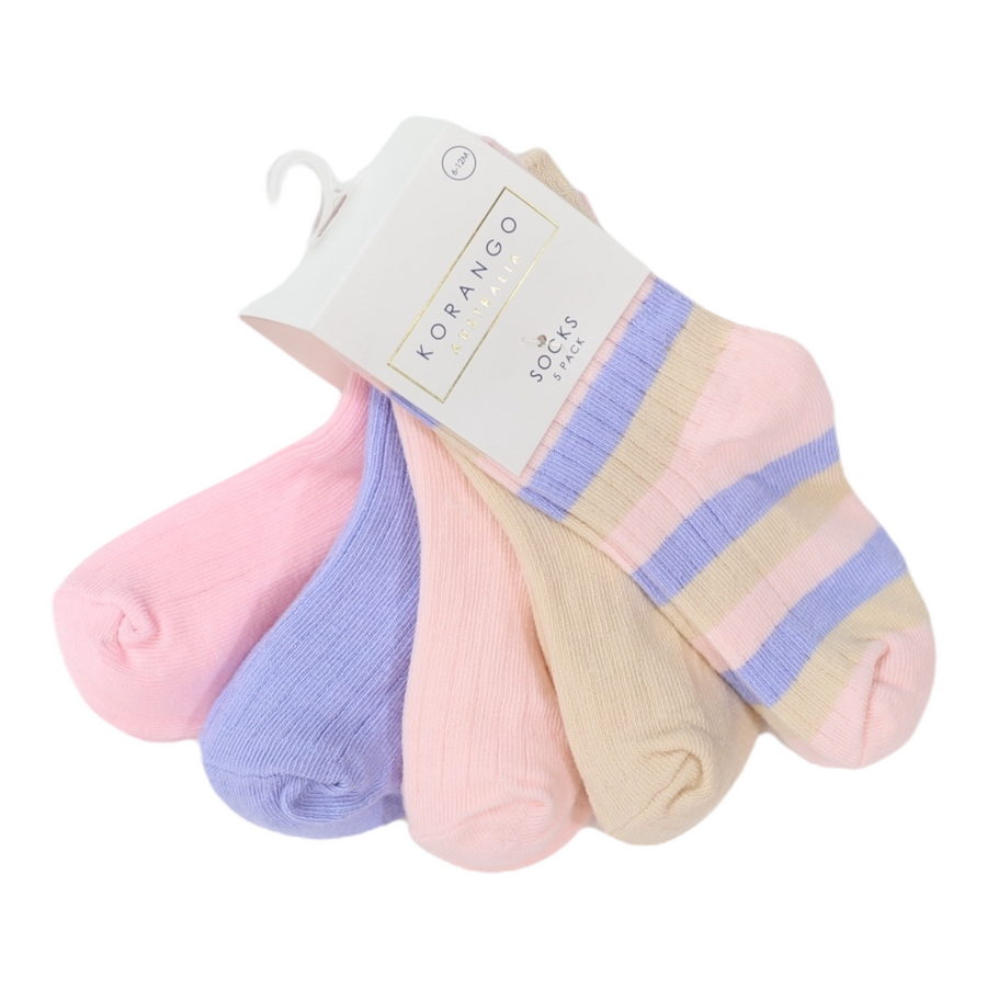 Ribbed Socks 5pk Assorted