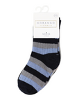 Ribbed Socks 5pk Plain with Navy Stripe