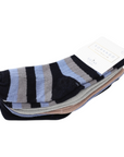 Ribbed Socks 5pk Plain with Navy Stripe