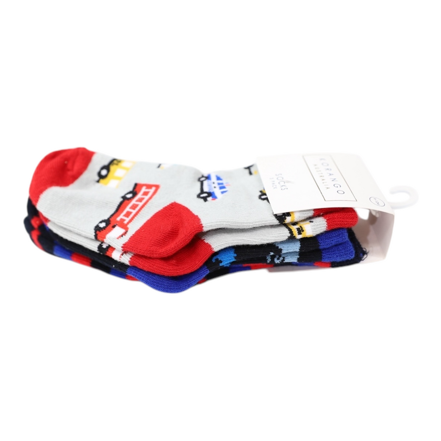 Cars & Dinosaur Socks 3pk Assorted