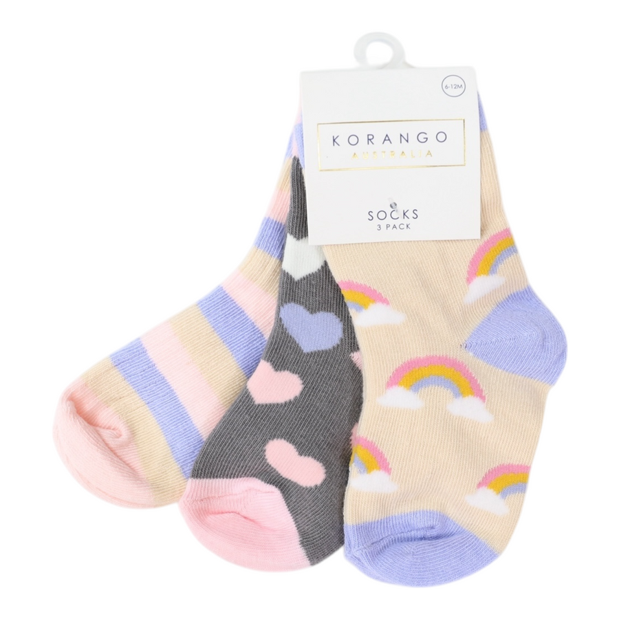 Sunshine & Rainbow Socks 3pk Assorted