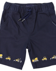 Trucks and Diggers Embroidered Twill Short Navy