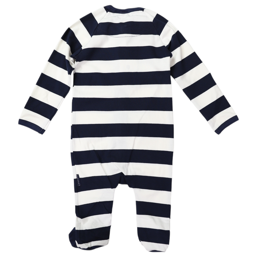 Stripe Long Sleeve Zip Romper Navy Stripe