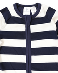 Stripe Long Sleeve Zip Romper Navy Stripe