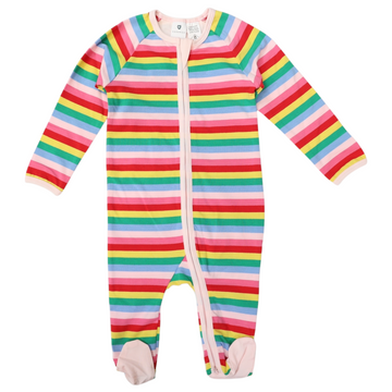 Stripe Long Sleeve Zip Romper Rainbow Stripe