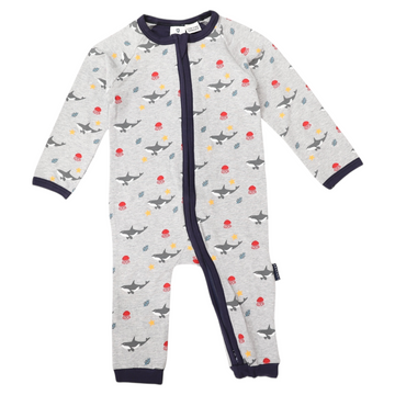 Under the Sea Zip Onesie Grey