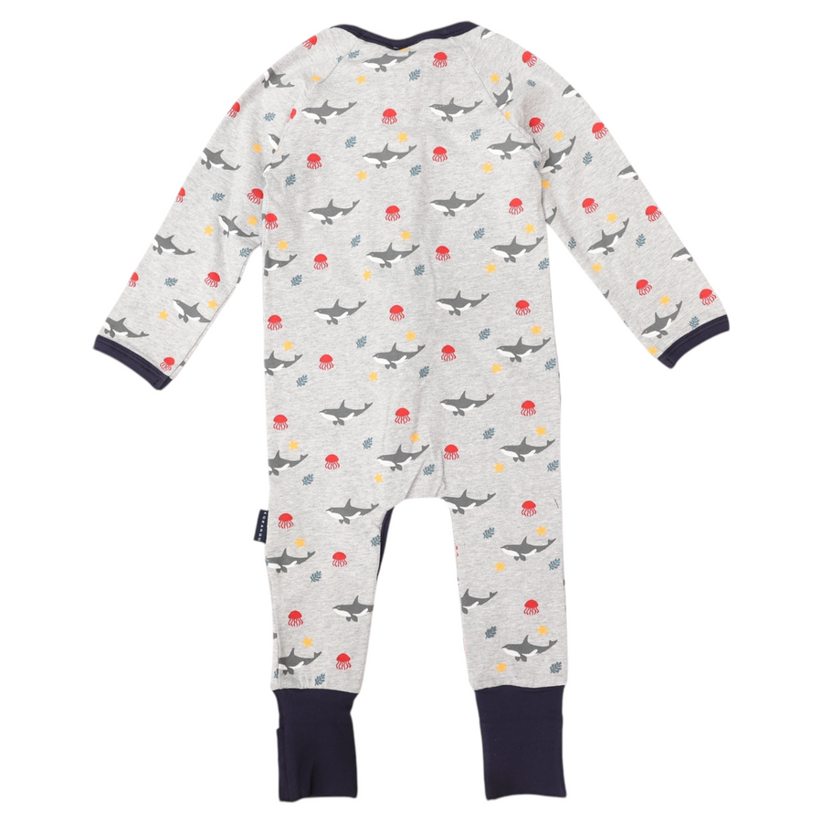 Under the Sea Zip Onesie Grey