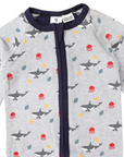 Under the Sea Zip Onesie Grey