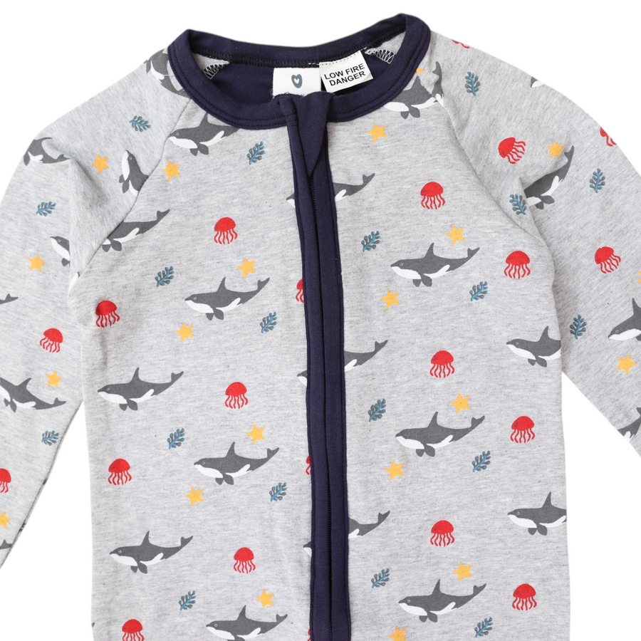 Under the Sea Zip Onesie Grey