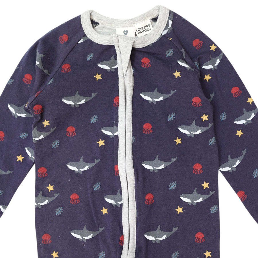 Under the Sea Zip Onesie Navy