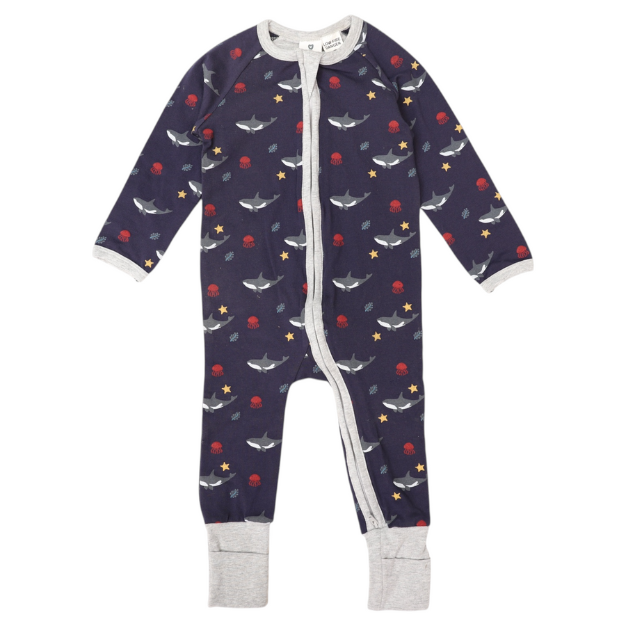 Under the Sea Zip Onesie Navy