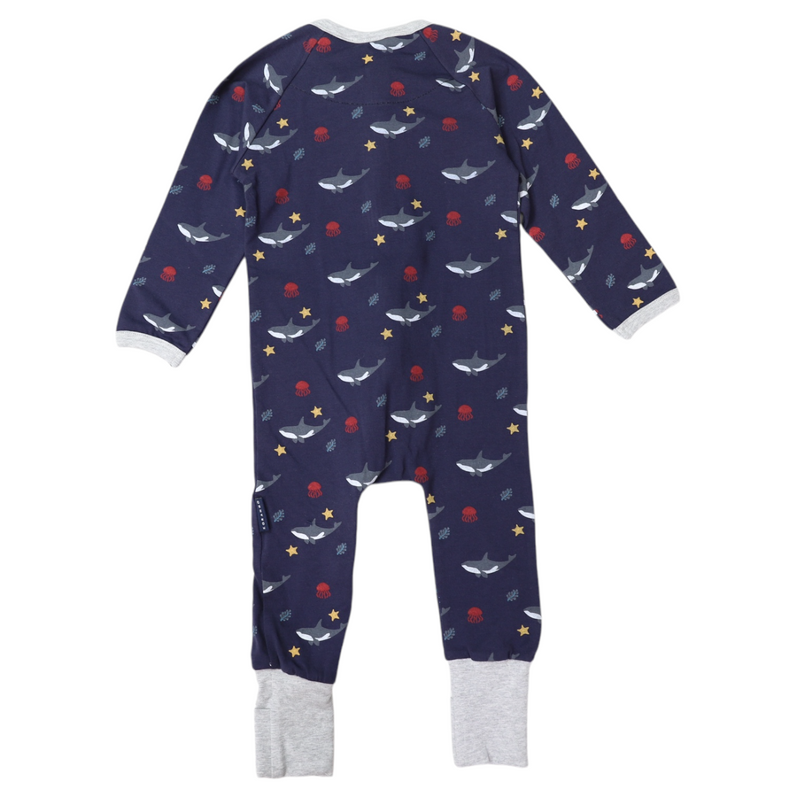 Under the Sea Zip Onesie Navy