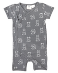 Organic Cotton Short Sleeve Romper Charcoal Print