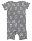 Organic Cotton Short Sleeve Romper Charcoal Print