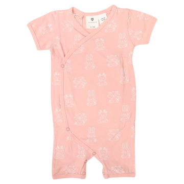 Organic Cotton Short Sleeve Romper Pink Print