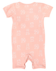 Organic Cotton Short Sleeve Romper Pink Print