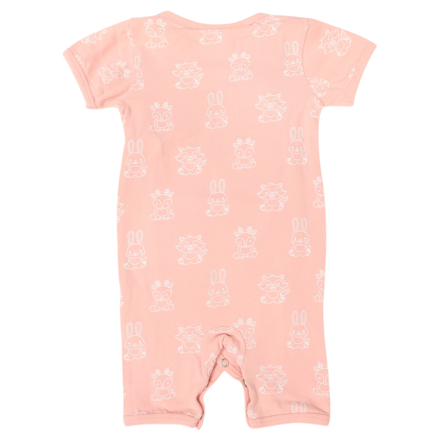 Organic Cotton Short Sleeve Romper Pink Print